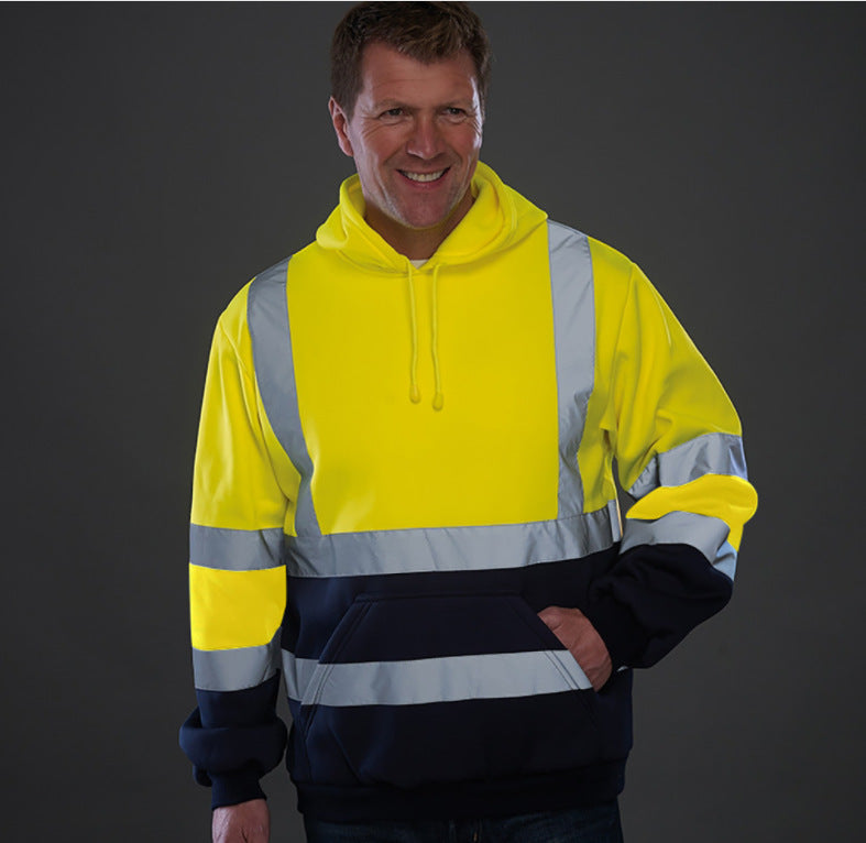 Men's Sports Hooded Reflective Patchwork Sweatshirt